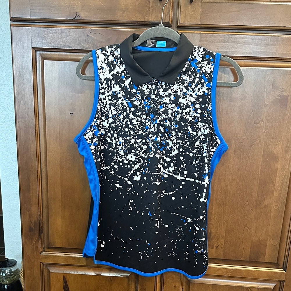 PGA Tour Women's Sleeveless Collared 3 Button Front Golf Pickleball Tennis Shirt